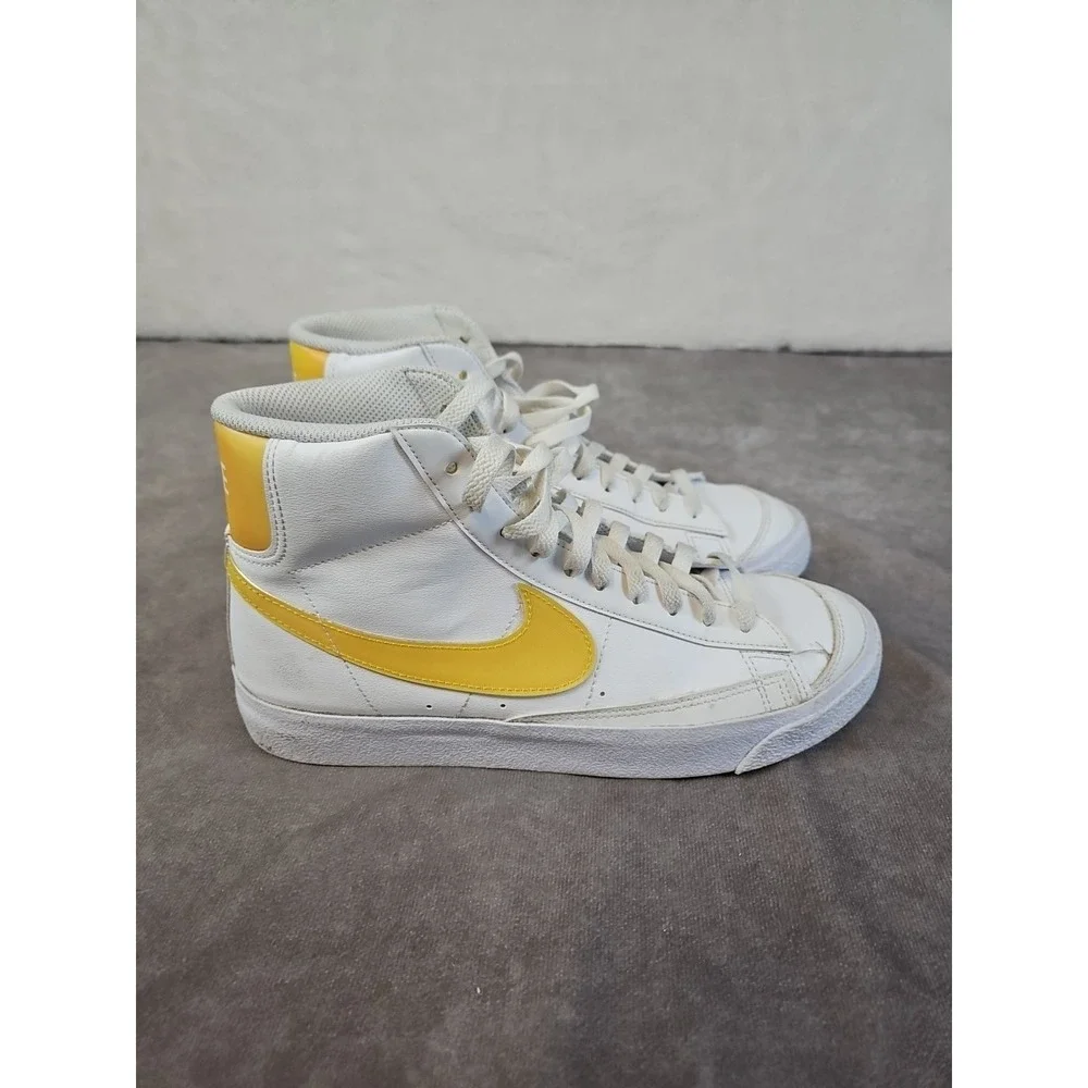 Nike Blazer Mid '77 GS Shoes Youth Size 7Y White Yellow High Top DA4086-103